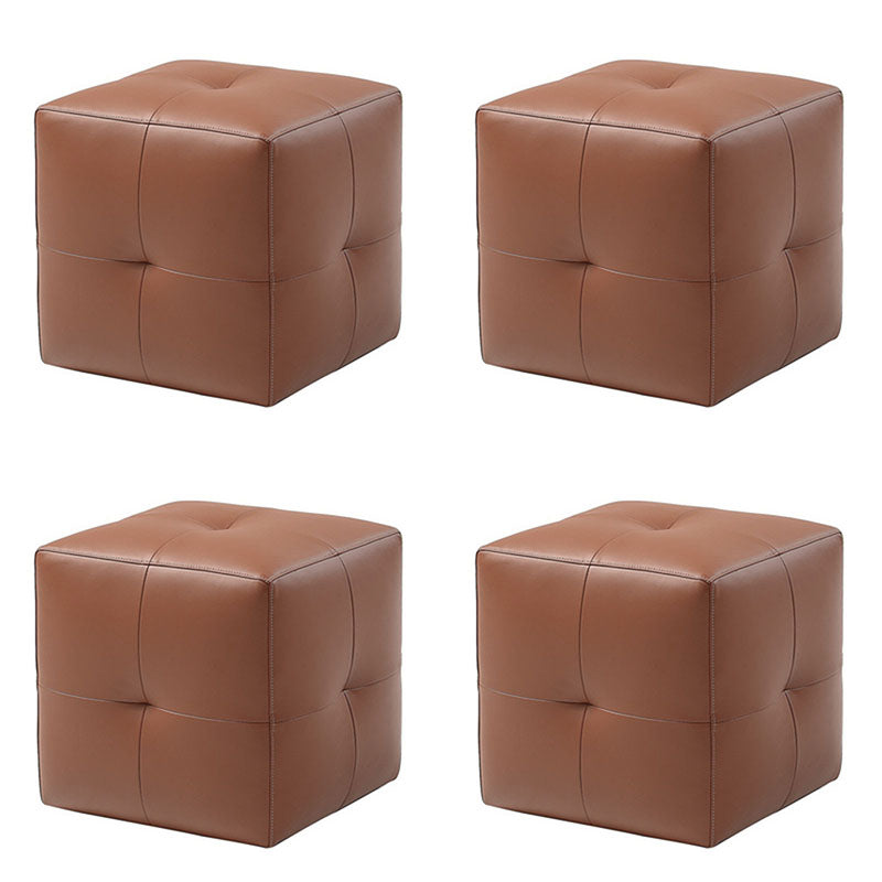 Modern Square Footstools Genuine Leather Foot Stool , 16.38" H