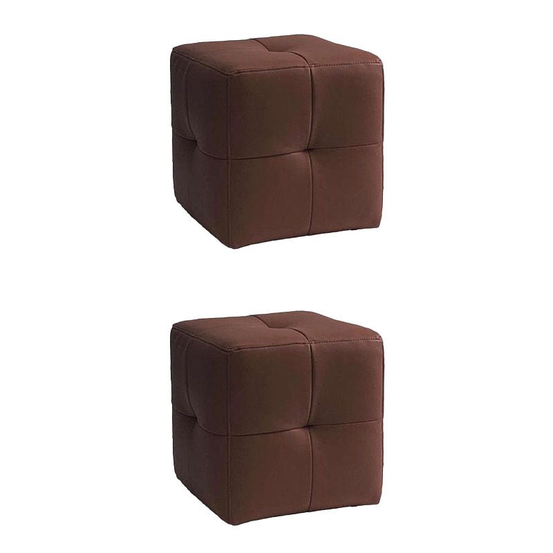 Modern Square Footstools Genuine Leather Foot Stool , 16.38" H