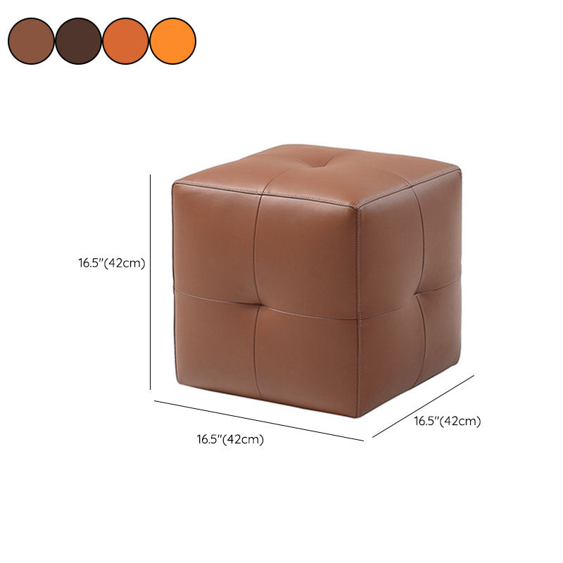 Modern Square Footstools Genuine Leather Foot Stool , 16.38" H