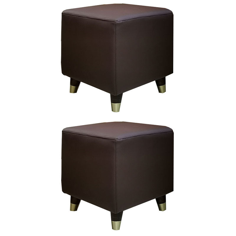Contemporary Square Ottoman Leather Foot Stool with Legs for Home