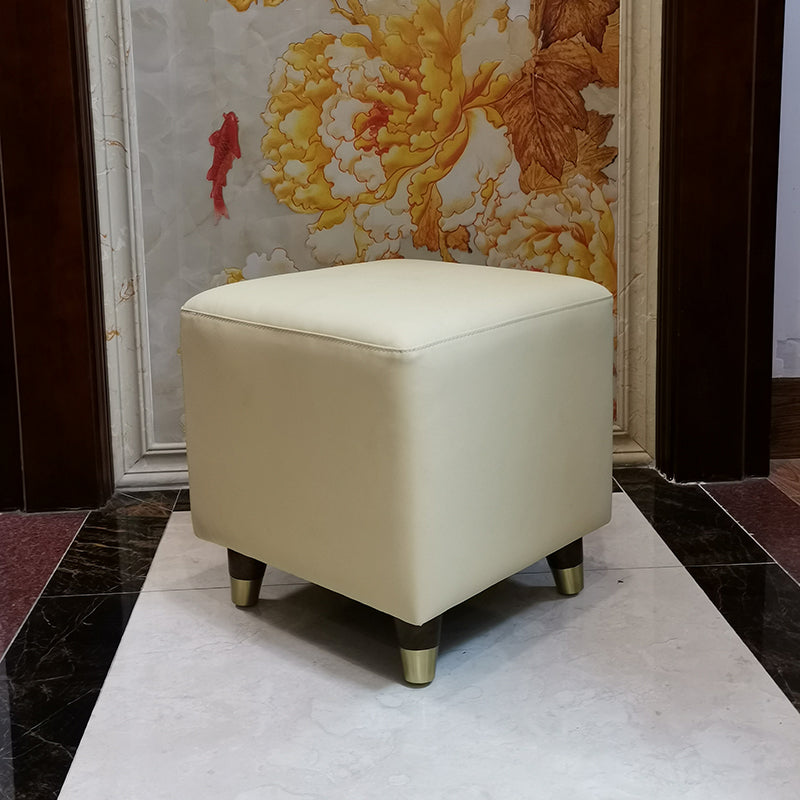 Contemporary Square Ottoman Leather Foot Stool with Legs for Home