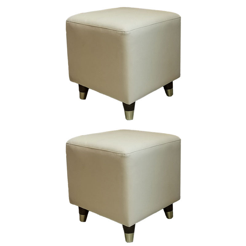 Contemporary Square Ottoman Leather Foot Stool with Legs for Home