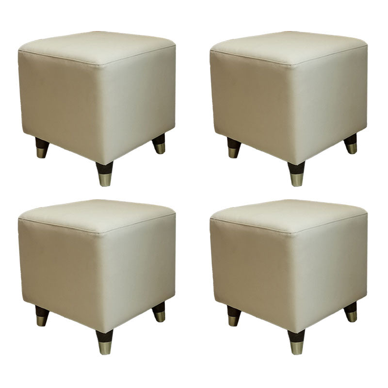Contemporary Square Ottoman Leather Foot Stool with Legs for Home