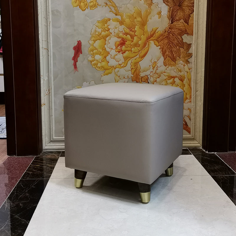 Contemporary Square Ottoman Leather Foot Stool with Legs for Home
