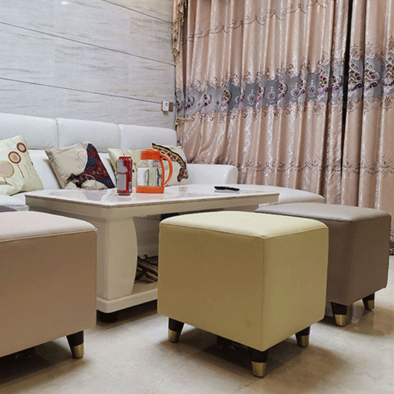 Contemporary Square Ottoman Leather Foot Stool with Legs for Home