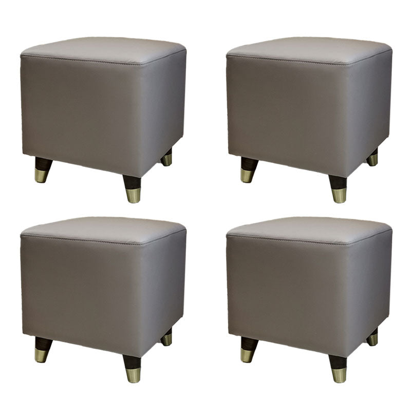 Contemporary Square Ottoman Leather Foot Stool with Legs for Home