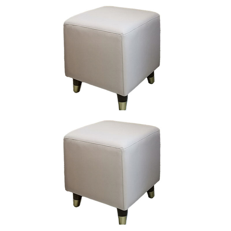 Contemporary Square Ottoman Leather Foot Stool with Legs for Home