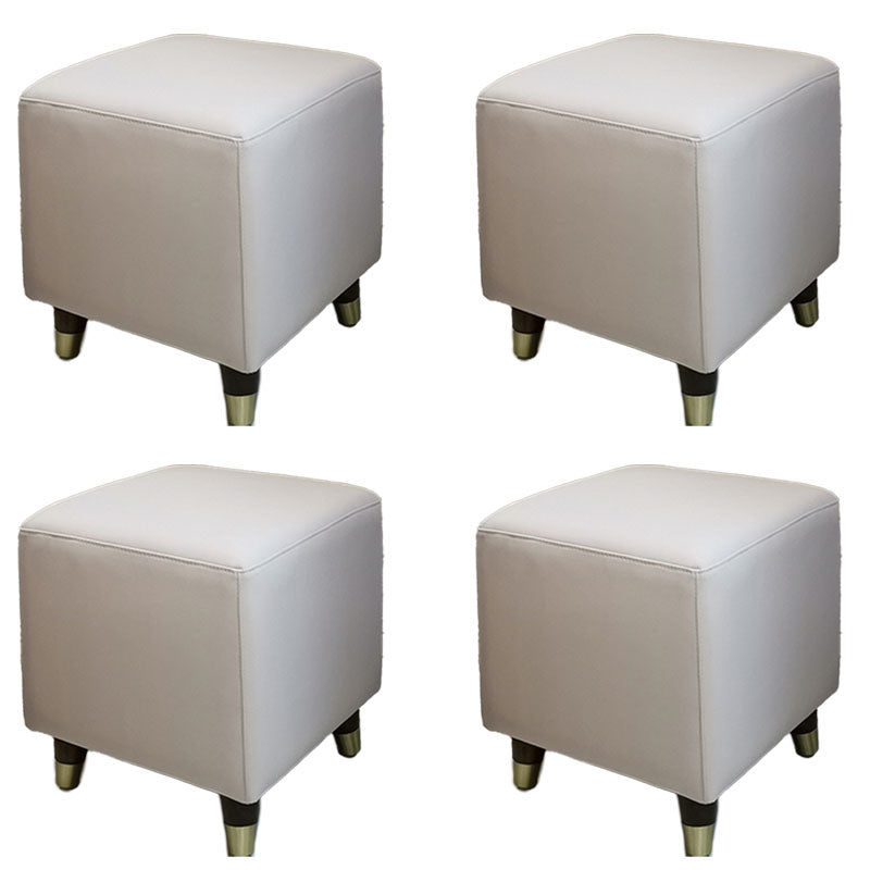 Contemporary Square Ottoman Leather Foot Stool with Legs for Home