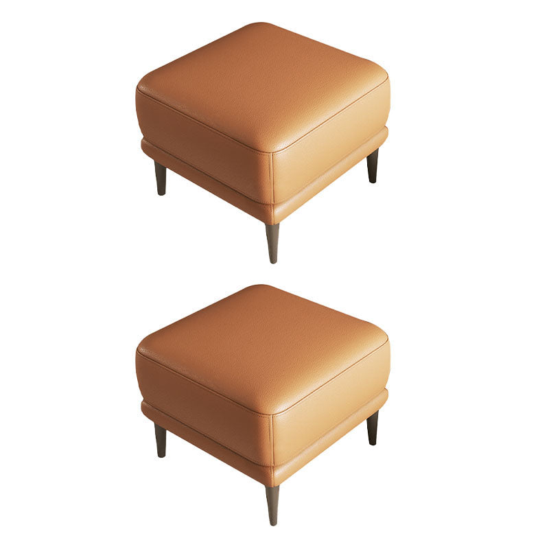 Contemporary Square Ottoman Home Leather Foot Stool with Legs