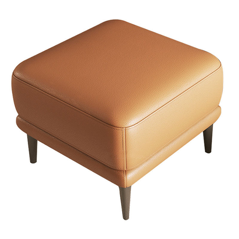 Contemporary Square Ottoman Home Leather Foot Stool with Legs