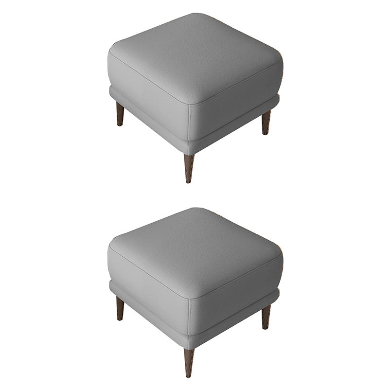 Contemporary Square Ottoman Home Leather Foot Stool with Legs