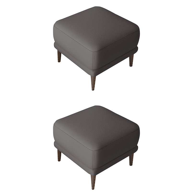 Contemporary Square Ottoman Home Leather Foot Stool with Legs
