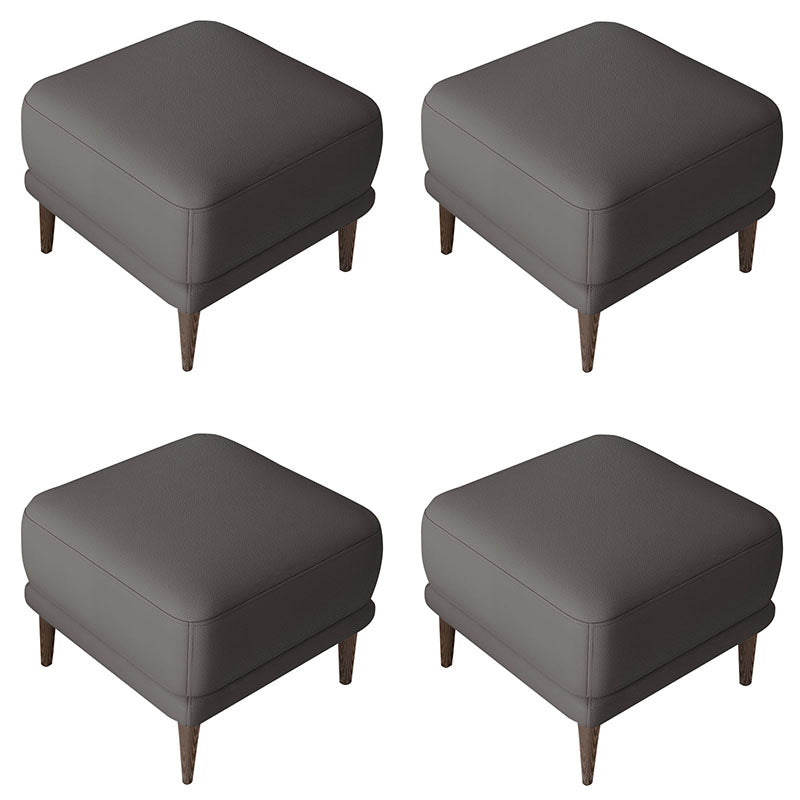 Contemporary Square Ottoman Home Leather Foot Stool with Legs