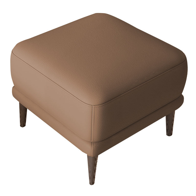 Contemporary Square Ottoman Home Leather Foot Stool with Legs