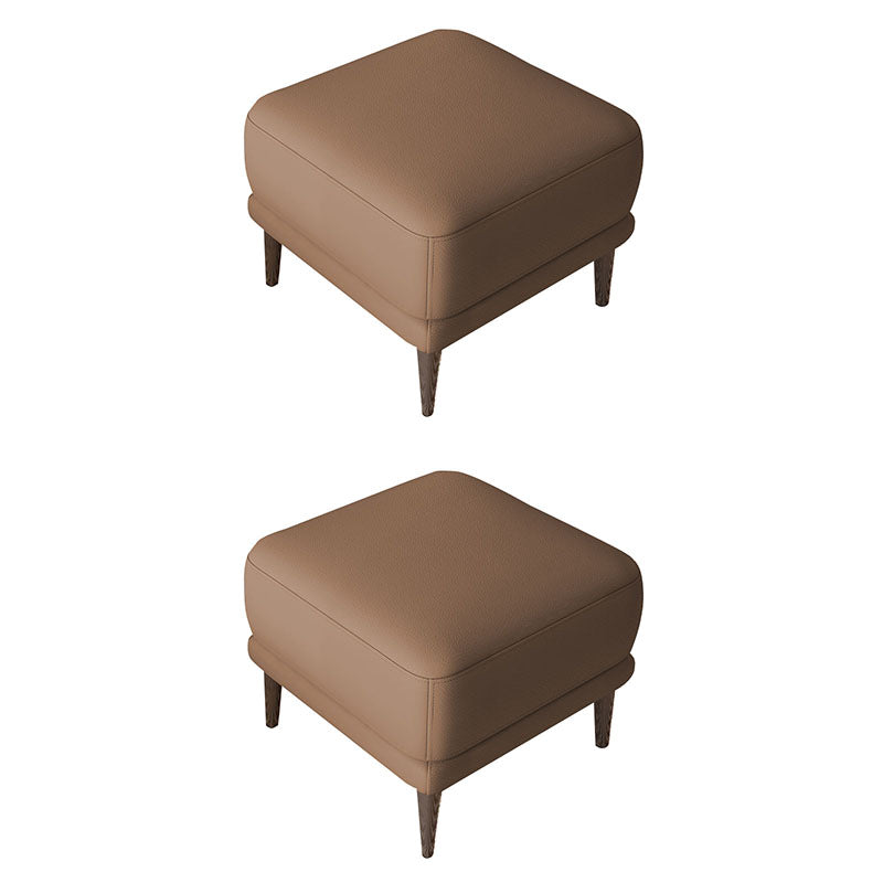 Contemporary Square Ottoman Home Leather Foot Stool with Legs