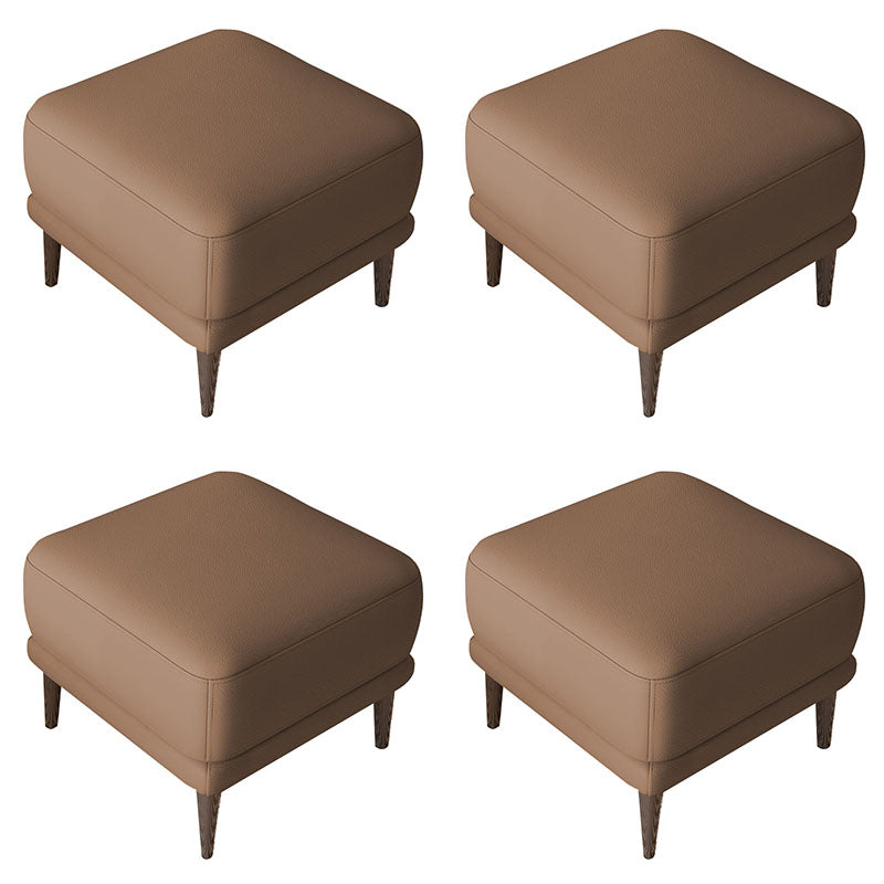 Contemporary Square Ottoman Home Leather Foot Stool with Legs