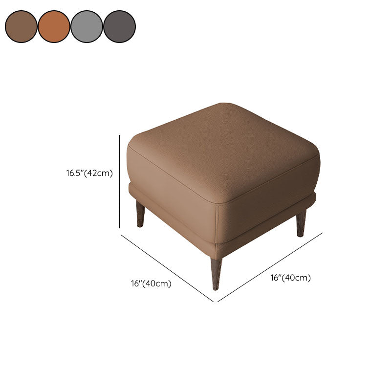 Contemporary Square Ottoman Home Leather Foot Stool with Legs