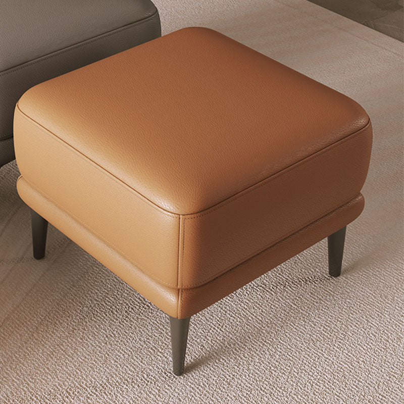 Modern Square Footstools Genuine Leather Foot Stool , 16.38 Inch Height