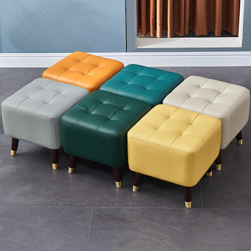 Square Footstools Modern Genuine Leather Foot Stool , 15.6" H