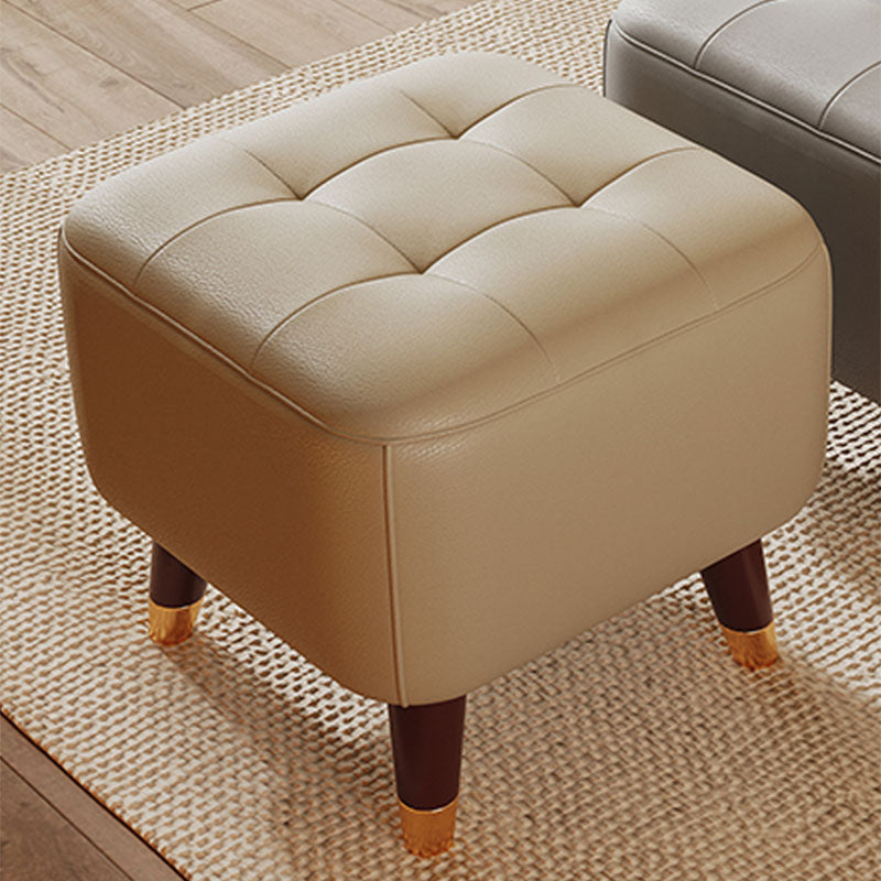 Square Footstools Modern Genuine Leather Foot Stool , 15.6" H