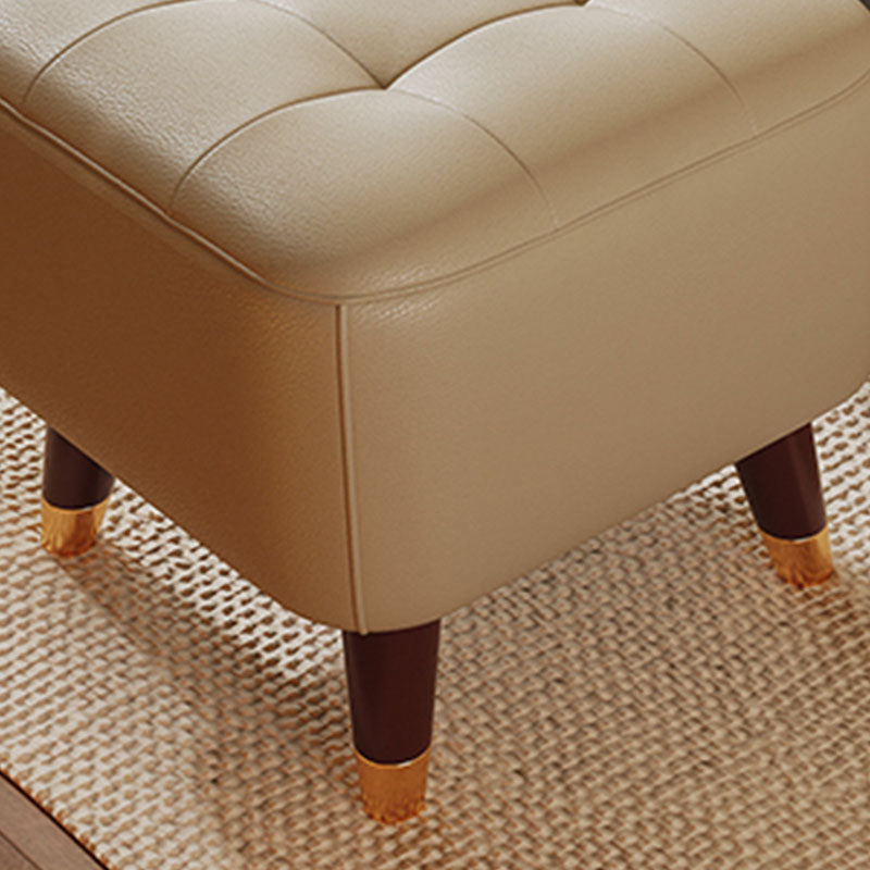 Square Footstools Modern Genuine Leather Foot Stool , 15.6" H