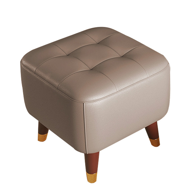 Square Footstools Modern Genuine Leather Foot Stool , 15.6" H