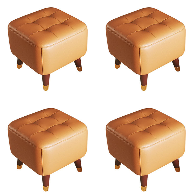 Square Footstools Modern Genuine Leather Foot Stool , 15.6" H