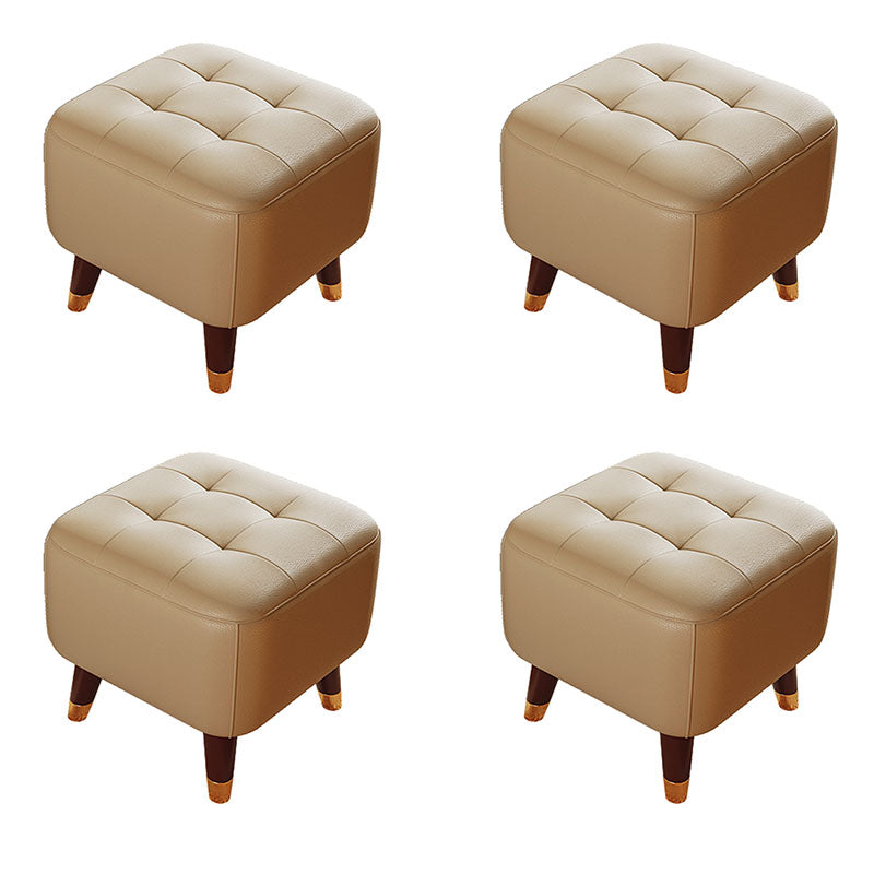 Square Footstools Modern Genuine Leather Foot Stool , 15.6" H