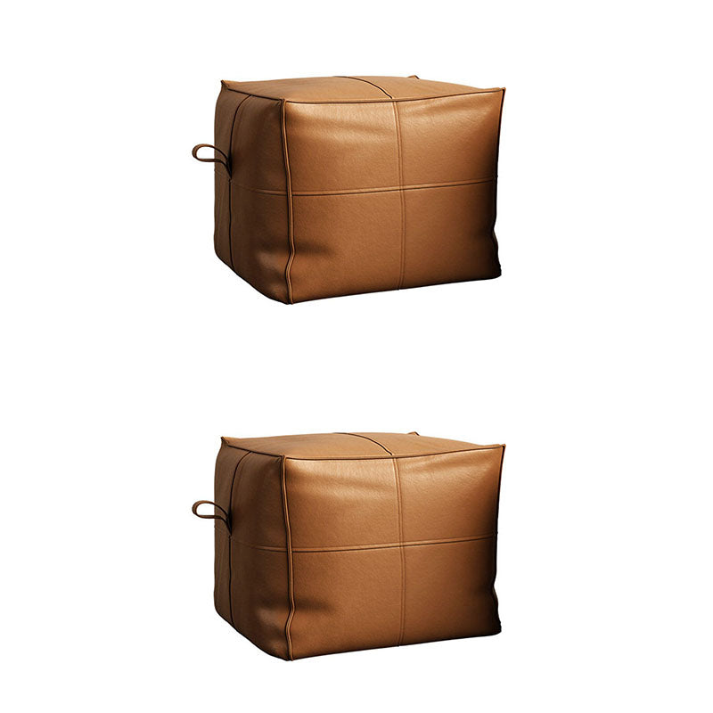 Contemporary Home Square Ottoman Leather Foot Stool without Legs