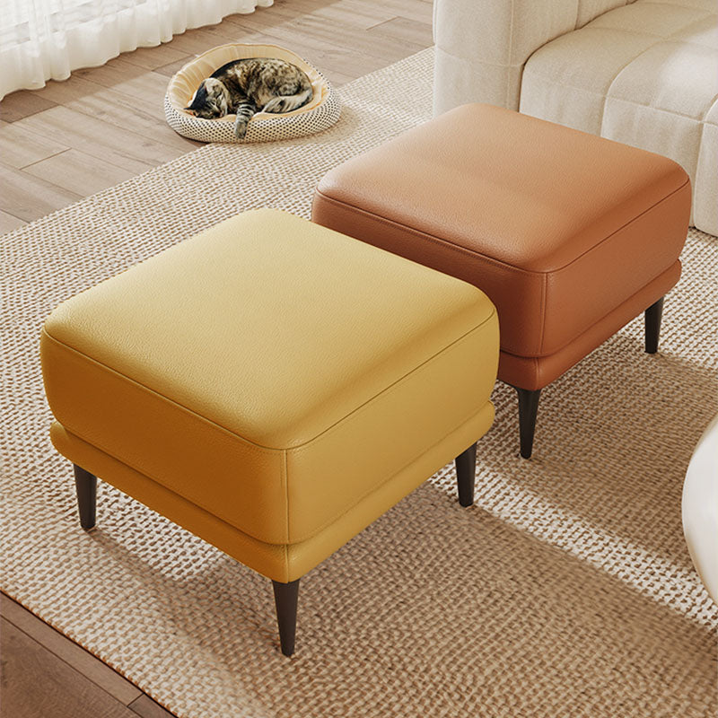 Square Footstools Genuine Leather Foot Stool , 16.38 Inch Height