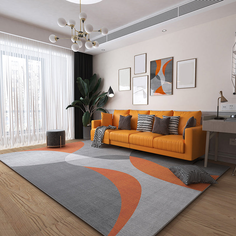 Rectangle Indoor Rug Contemporary Color Block Area Rug Non-Slip Backing Living Room Rug
