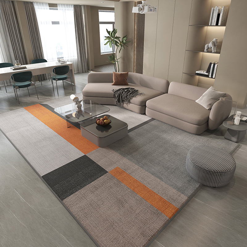 Rectangle Indoor Rug Contemporary Color Block Area Rug Non-Slip Backing Living Room Rug