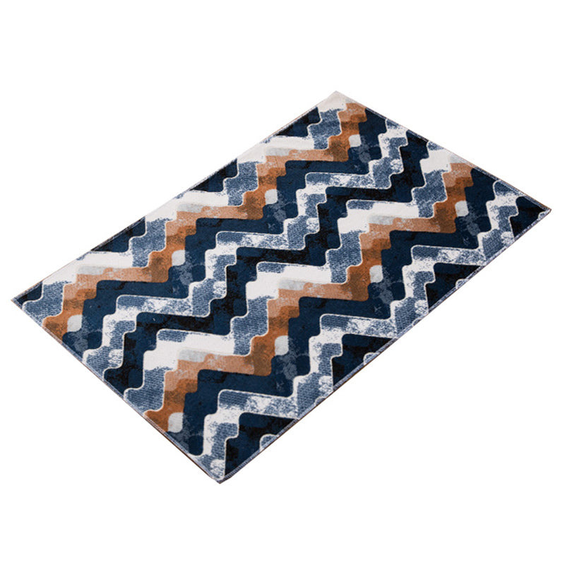 Boho-Chic Area Rug Polyster Rectangle Rug Wavy Pattern Adults Indoor Rug Wavy Pattern