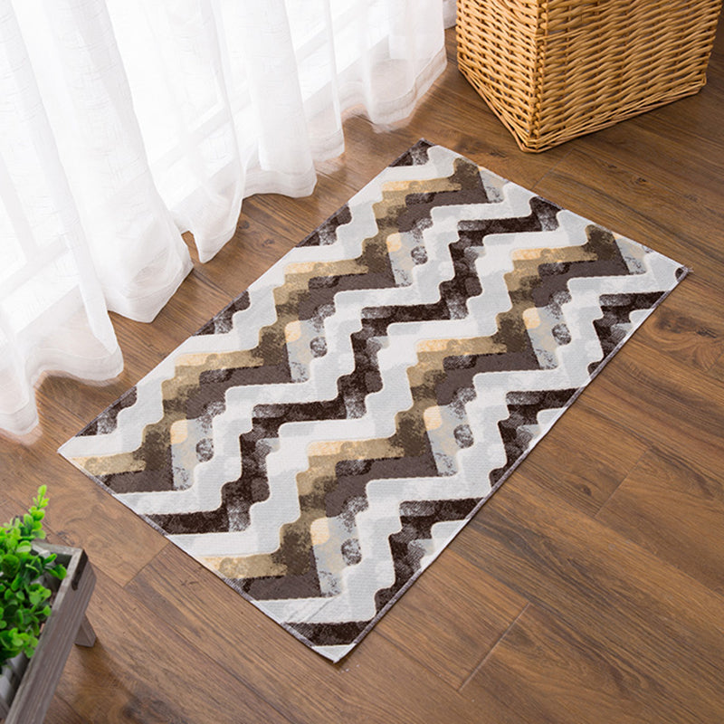 Boho-Chic Area Rug Polyster Rectangle Rug Wavy Pattern Adults Indoor Rug Wavy Pattern