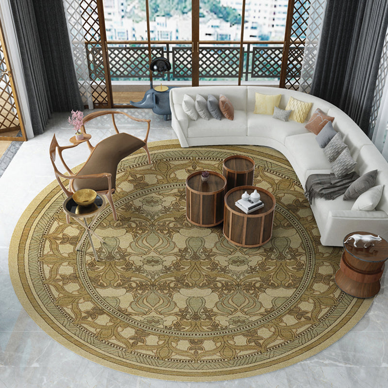 Adults Area Carpet Round Retro Stain Resistant Rug Tribal Pattern Polyster Indoor Rug