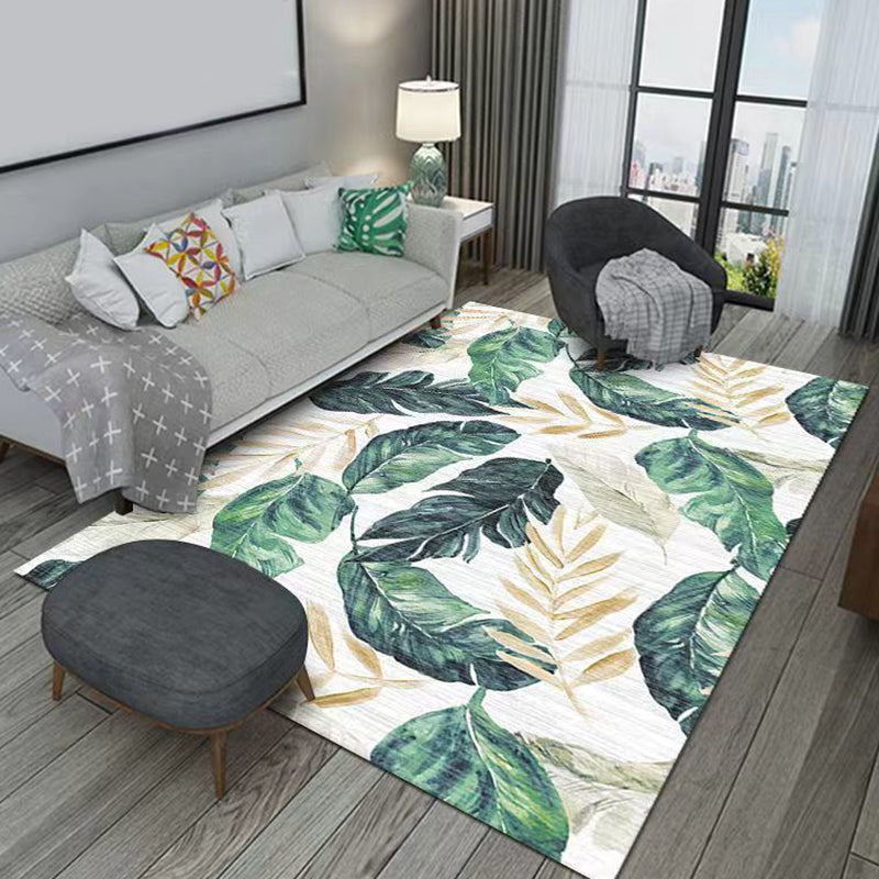 Living Room Plants Rug Printed Rectangle Modern Carpet Non-Slip Backing Indoor Rug