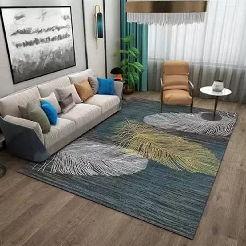 Living Room Plants Rug Printed Rectangle Modern Carpet Non-Slip Backing Indoor Rug
