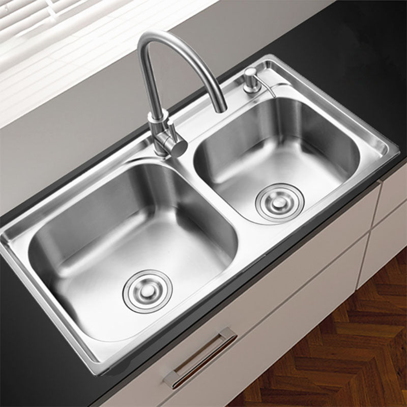 Modern Style Kitchen Sink Stainless Steel Kitchen Double Sink with Faucet