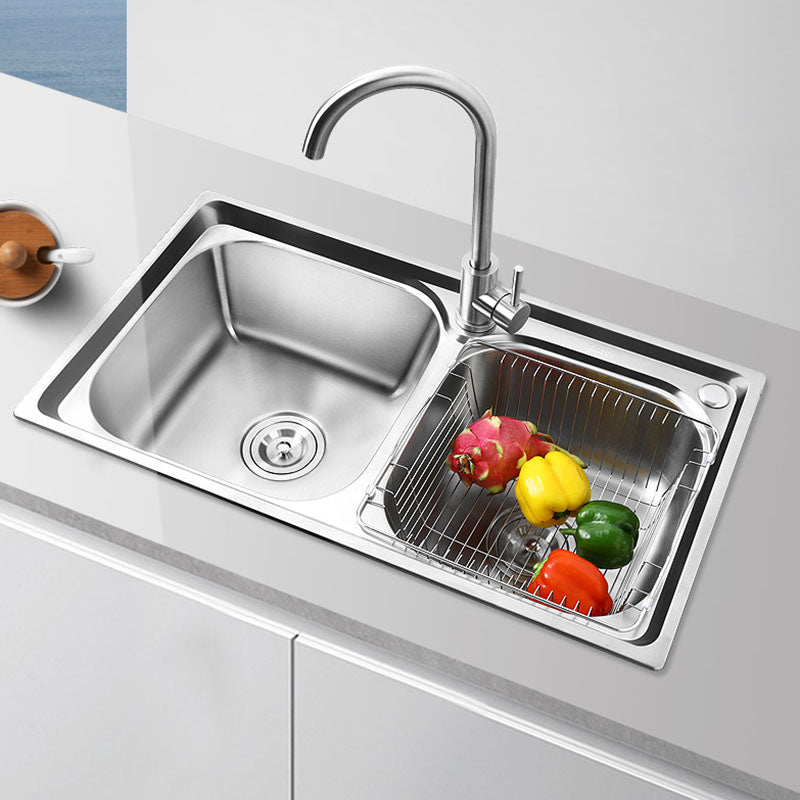 Modern Style Kitchen Sink Stainless Steel Kitchen Double Sink with Faucet