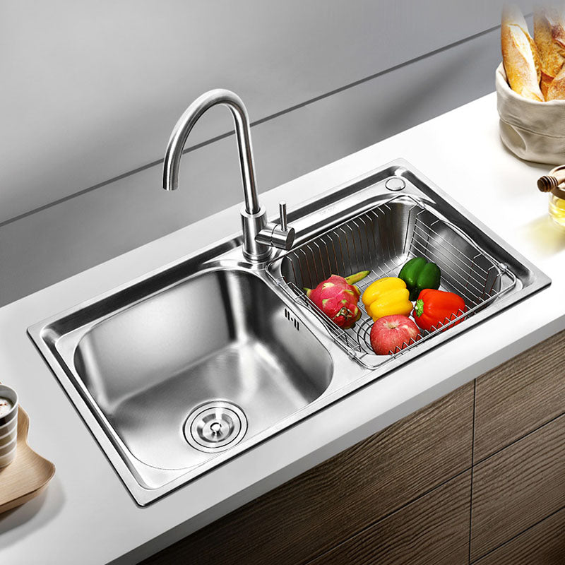 Modern Style Kitchen Sink Stainless Steel Kitchen Double Sink with Faucet