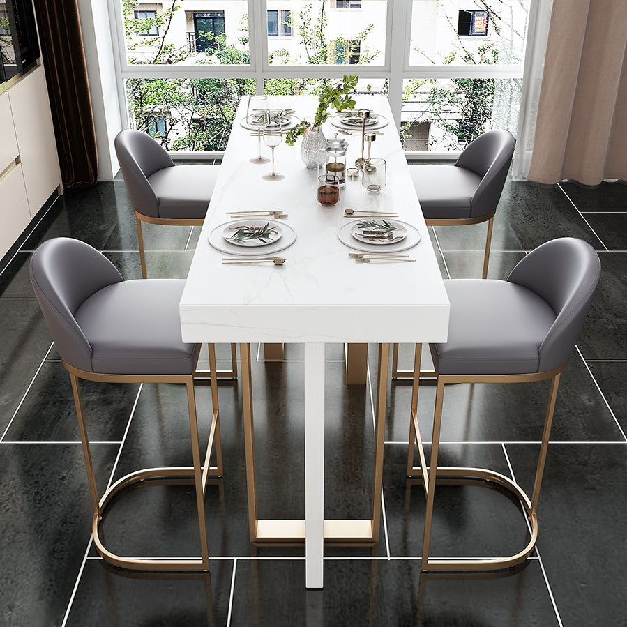 Modern Style Bar Table Set 1/2/5 Pcs Faux Marble Rectangular Bar Set for Indoor