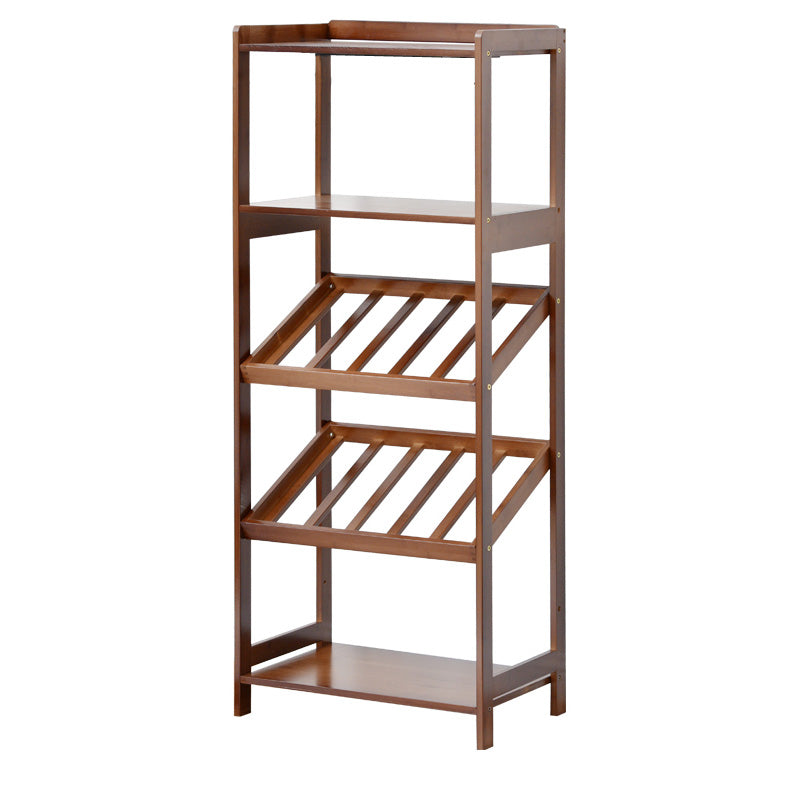 Modern Floor Wine Bottle Rack Brown Wood Wine Bottle Rack with Wine Storage