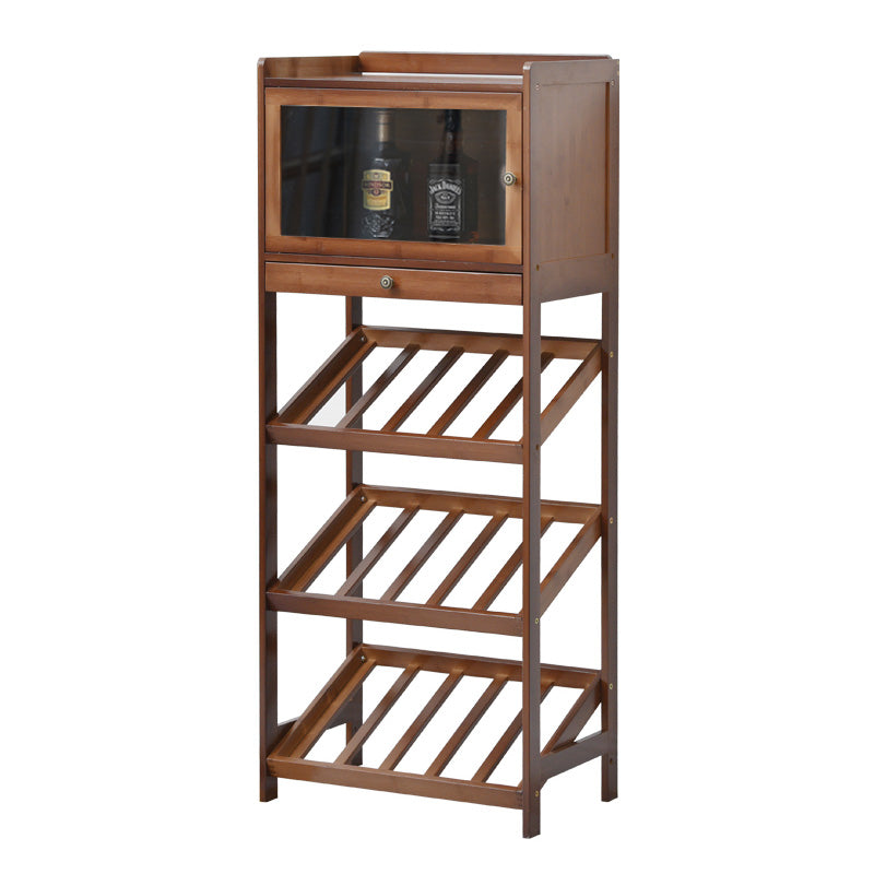 Modern Floor Wine Bottle Rack Brown Wood Wine Bottle Rack with Wine Storage
