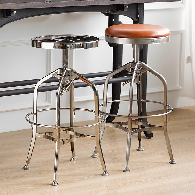 Industrial Metal Legs Bar Stools Indoor Faux Leather Counter Chair