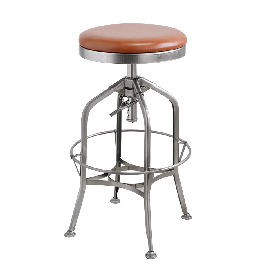 Industrial Metal Legs Bar Stools Indoor Faux Leather Counter Chair