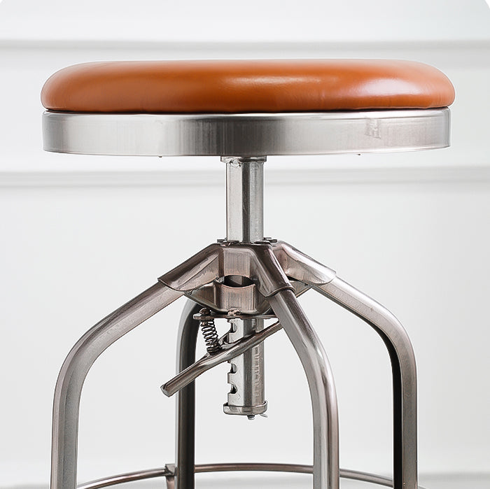 Industrial Metal Legs Bar Stools Indoor Faux Leather Counter Chair