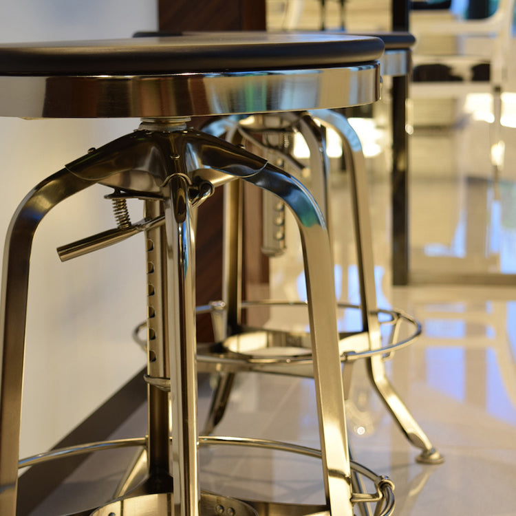 Industrial Metal Legs Bar Stools Indoor Faux Leather Counter Chair