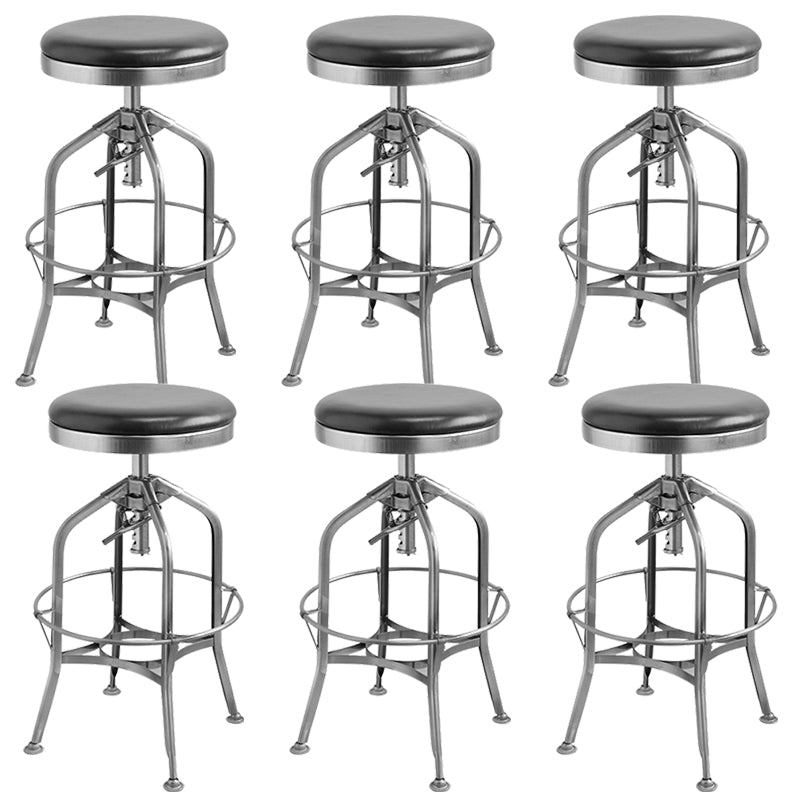 Industrial Metal Legs Bar Stools Indoor Faux Leather Counter Chair