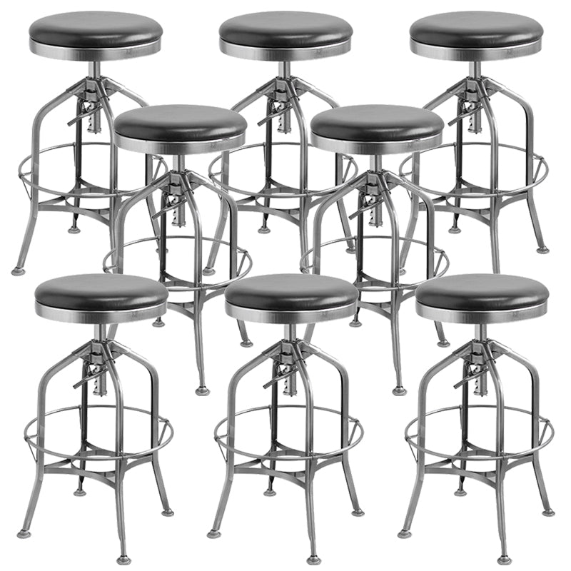 Industrial Metal Legs Bar Stools Indoor Faux Leather Counter Chair