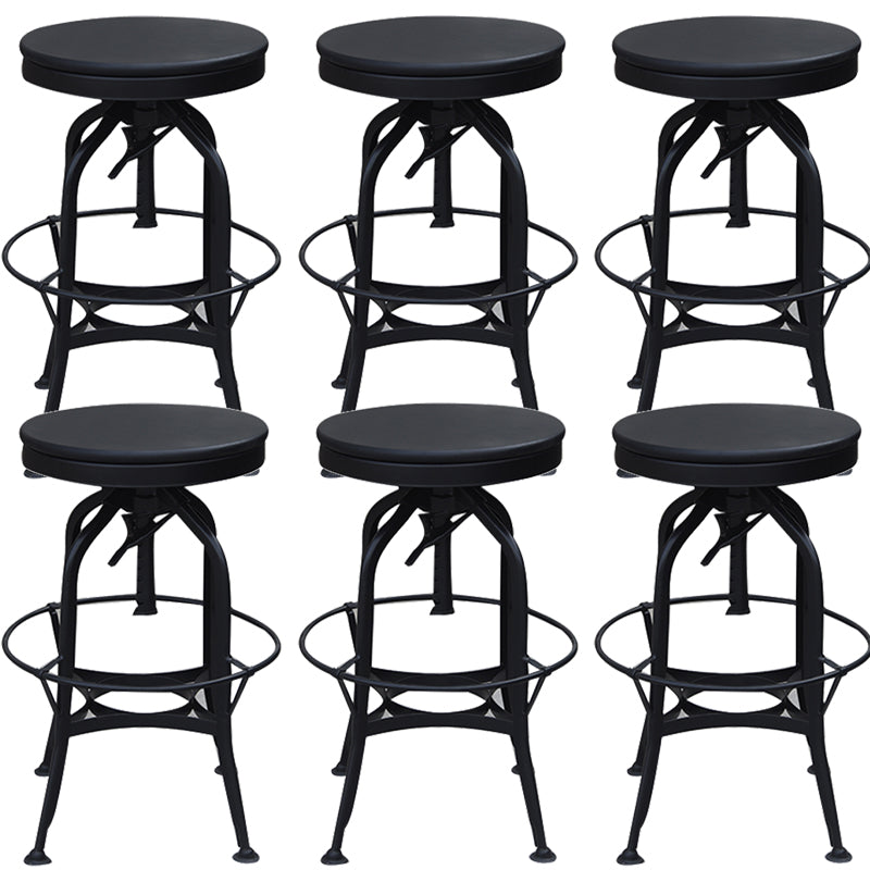 Industrial Metal Legs Bar Stools Indoor Faux Leather Counter Chair